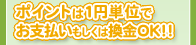 ポイントは1円単位で、お支払いもしくは換金OK